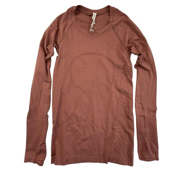 Lululemon Swiftly Tech Long-Sleeve Shirt 2.0 Women Size 4 Pink Brown Mauve - Picture 2 of 10